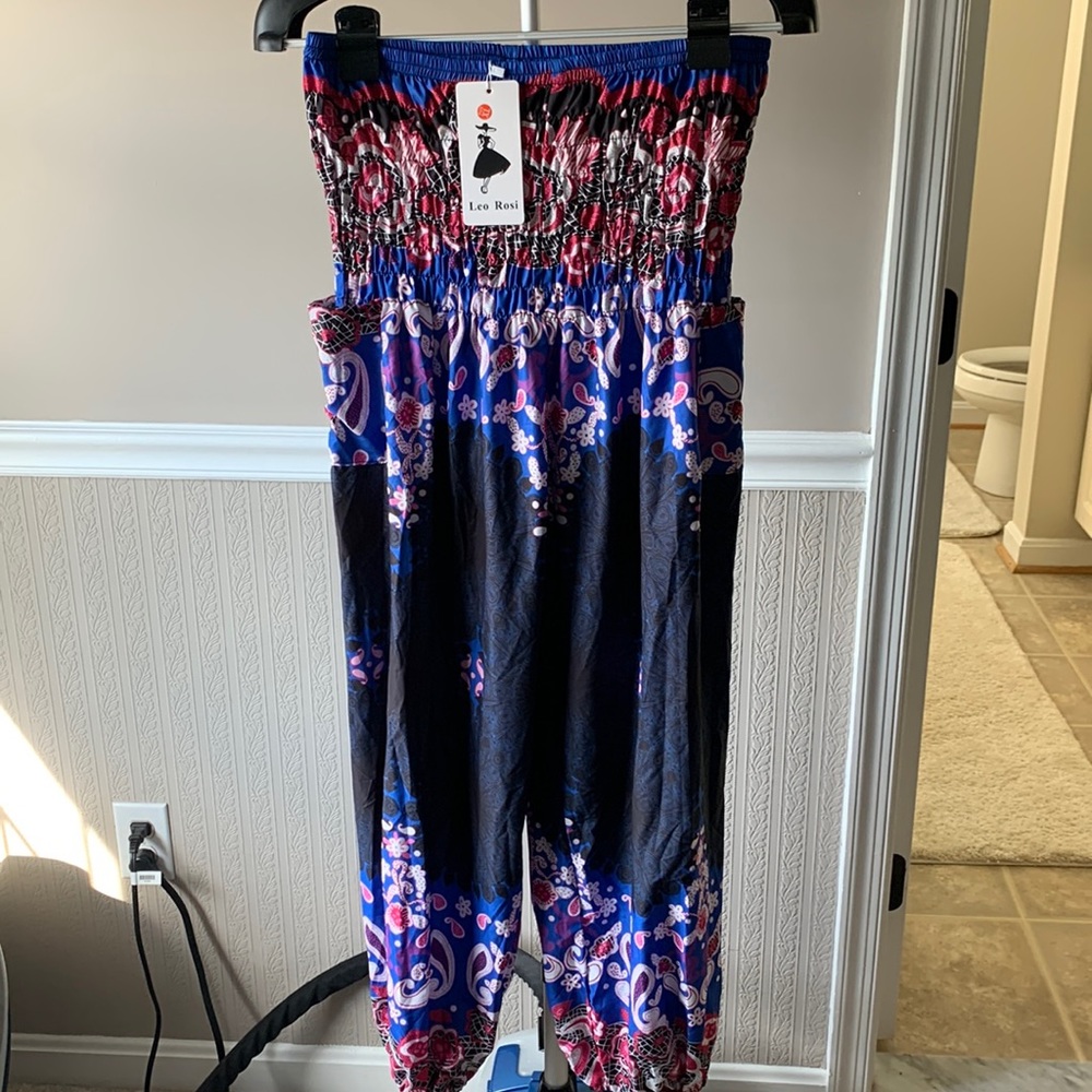 Leo Rosi palazzo pants with side pockets elastic waistband elastic ankles NWT